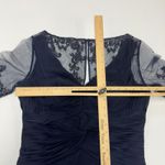 Adrianna Papell  Dress Womens Size 10 Blue Lace Embellished Sleeve Gown Formal Photo 8