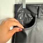American Eagle NWOT  Stretch Super High Rise Flare Vegan Leather Black 4843 Sz 8‎ Photo 7