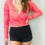 Outdoor Voices Tissue Wrap top in bright pink tie dye. New with tags. Size Large Photo 0