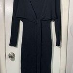 Toccin NY black, long sleeve, ribbed, cotton wool spandex blend midi dress L Photo 0