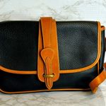 Dooney & Bourke Vtg equestrian blk Pebbled Leather with Brown Trim crossbody Photo 0