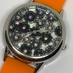 Vice versa women’s Quartz analog watch 3D Flower dial silver tone 42mm running Orange Photo 1