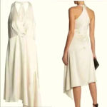 Halston Heritage Evening Collection Halter Satin Cream Dress Size 0 Photo 2