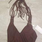 Mikoh 💕💕 Topanga Macrame Halter One Piece Swimsuit Burgundy Small S NWT Photo 9