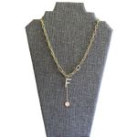 F Initial Link Necklace Gold Tone NEW Photo 0
