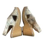 Clarks Giselle Cove Beige Floral Sandals Slingback Neutral Cork Wedges Size 11 Photo 8