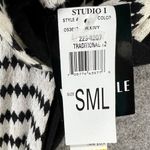 Studio One  Knit Dress S Black White Diamond Striped Belted Stretch Work Career Photo 10