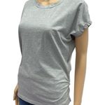 ZARA Basics Heathered Gray Dolman Short Sleeve Ruched Side Tee Shirt Womens XL Photo 2