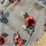 Bebop Blue and White Striped Floral Romper | Size Small Photo 4