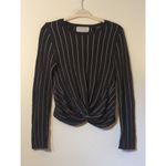 RTR Victor Glemaud Black White Striped Knotted Twist Front Crewneck Sweater Sz L Size L Photo 2