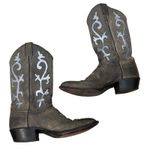 Justin Boots Justin Brown SIlver Leather Western Cowboy Boots Men's sz 7.5 D Women's size 9.5 Photo 1