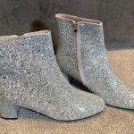 Women’s Silver Glitter Covered Chunky Heeled Party Boots Zipper Size 11.5 NEW Silver Photo 0