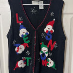 White Stag VTG 90s  Let It Snow Snowman Christmas Urgly Sweater Vest XL 16 18 BLK Photo 0