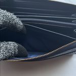 None Long Textured Wallet Navy Blue GUC Photo 6