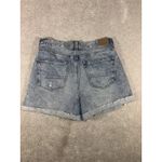 American Eagle  Jean Mom Shorts Womens Size 6 Blue Distressed Roll Cuff High Rise Photo 5