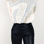 Vintage Abstract Motif Bouclé Knit Sweater | Size M/L White Size L Photo 2