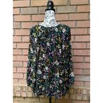 Old Navy EUC  Floral Blouse Black Background w/ Neck Tie 2X Photo 2