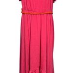 She’s Cool Women’s Pink Strapless High Low Maxi Dress Size 1X Ruffle Hem Belted Photo 0