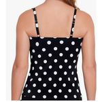 Swim Solutions Tankini Top Size 12 NWT Tummy Control Polka Dot Swim Black White Photo 1