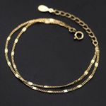 18K Gold Plated Simple Adjustable Double Layer Bracelet for Women Photo 0