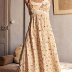 Spell Sz M Fleur Maxi Slip Lace Dress in Macaroon Floral Paisley Tan Size M Photo 0