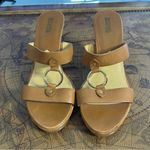 Michael Kors Womens Wedge Leather Strappy Platform Sandal Gold Accent sz 10 Photo 1