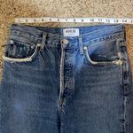 AGOLDE Riley High Rise Straight Asymmetrical Frayed Raw Hem Crop Jeans Size 25 Photo 13