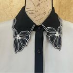 Elie Tahari EMBROIDERED COLLAR 100% SILK SHIRT BLOUSE IN BABY BLUE Sz XS Photo 2