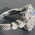 Judith Ripka  925 Sterling Silver CZ Floral Ring Size 7 EUC Photo 7