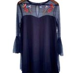 True Destiny Black Sheer Lace Mesh Embroidered Dress Photo 1