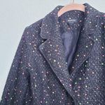 Anthropologie Worth Black Neon Popcorn Tweed Lightweight Wool Coat Photo 6
