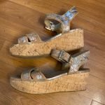 Stuart Weitzman  Playdate 7.5 Crackled Sliver Wedge Sandals Photo 2