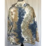 Entro 100% Cotton Quilted Shacket Jacket Coat 1/4 Zip Blue Tie Dye Size 1x Photo 1
