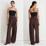 Madewell  Harlow Wide Leg Pleated Pants Chocolate Raisin Tencel Linen Sz 10 NWT Photo 1
