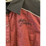 Harley Davidson Womens Small Mechanics Button Shirt Blouse Embroidered Spell Out Photo 3