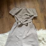 Aritzia Babaton Strapless Flutter Jumpsuit In Taupe Photo 4