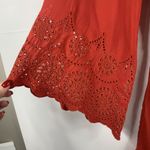 American Eagle  Sz XS Short Romper Red Eyelet Bell Sleeve Deep Tie V-Neck Women’s Photo 4