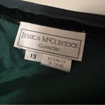 Jessica McClintock Dark Green Velvet Prairie Retro Prom Vintage Dress Size 13 Photo 5