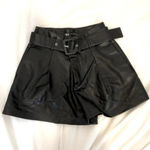 ZARA Black faux leather shorts with belt detailing l shorts Photo 2