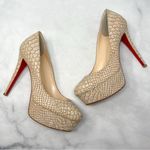 Christian Louboutin Bianca Snake Print Cork Platform Heel Stiletto Pumps Tan 37 Photo 0