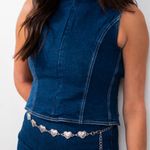 NWT Denim Tie Back Top Blue Size L Photo 3