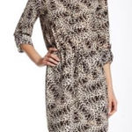 Vince Camuto  Tan Black Leopard Animal Print Roll Mini Dress 12 Photo 0