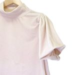 Free People Claudia Velvet Tee Puff Sleeve Mockneck Top Ballet Pink Size XS Photo 6