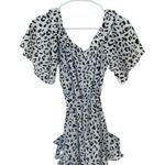 Luxxel Ruffle Faux Wrap Romper Snow Leopard Size S Photo 4