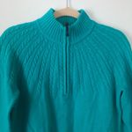Vineyard Vines  Sweater Quarter 1/4 Zip Teal Blue Green Cableknit Shoulders Sz M Photo 3