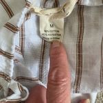 Love Crazy women's medium brown and white striped v-neck lined casual romper Photo 13