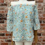 Anthropologie  LAIA Pastel Green Floral Off-Shoulder Top / L / EUC Photo 5