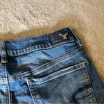 American Eagle  Hi-Rise Shortie Denim Jean Shorts Medium Wash Roll Cuff Size 10 Photo 8