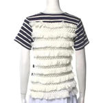 Sea New York Striped Navy Blue and White Crewneck Shirt Ruffle Back, Small Photo 2