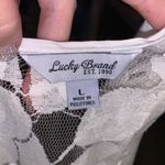 Lucky Brand boho white lace back button sheer long sleeve blouse Photo 6